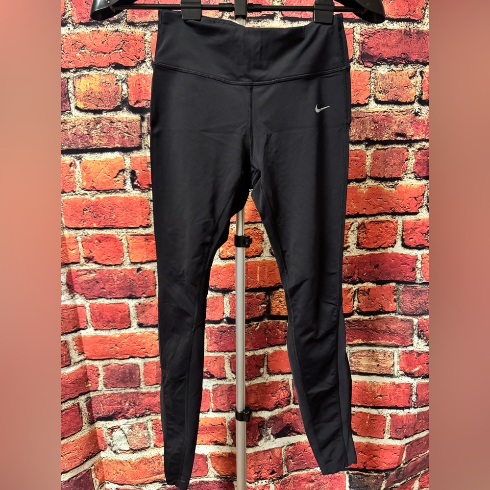 Preowned Nike Black Leggings with White Swoosh Size S Item #PHK7443